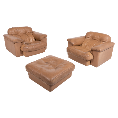 De Sede Ds 101 Brown Leather Lounge Chairs / Fauteuil, 1970’S
