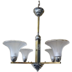 Lamp Art Deco 1930 Modernistisch 4 Arms Matglazen Schalen thumbnail 1