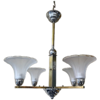 Lamp Art Deco 1930 Modernistisch 4 Arms Matglazen Schalen