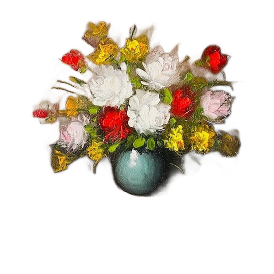 Vintage Traditioneel Bloemenschilderij Olieverf 1950’s 1