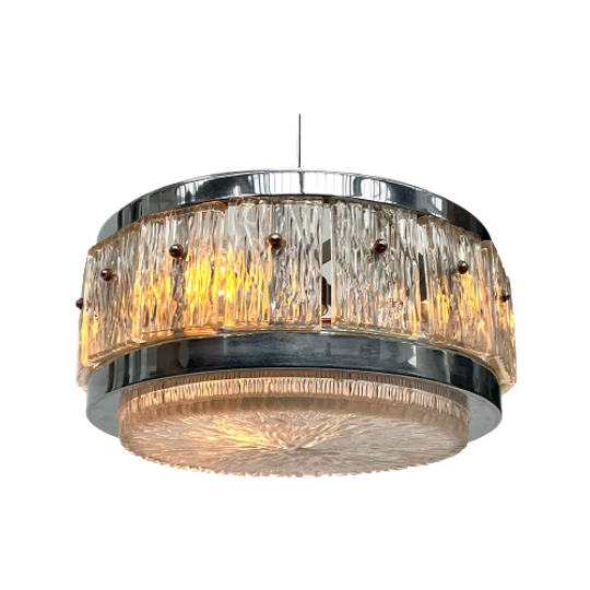 Vintage 70’s Hanging Pendant - Solid Glass (no Cracks) - Original And Including Ceiling Canopy 1