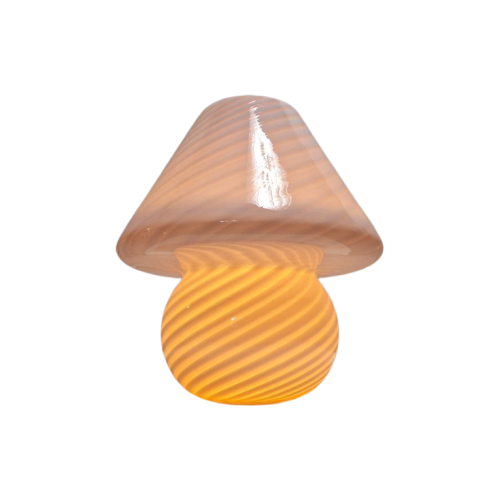 Xl Roze Space Age Murano Mushroom Swirl Lamp, 1970S