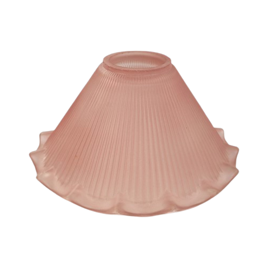 Vintage Glazen Lampenkap Ribbels Roze 1