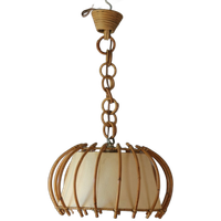 Vintage Hanglamp Van Rotan En Papier, In De Stijl Van Louis Sognot