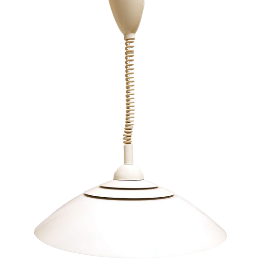 Vintage Design Deense Pendel Hanglamp Wit, Jaren '70/'80 1