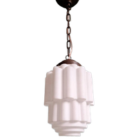Art Deco-Hanglamp, Type Skyscraper, Wit Opaline