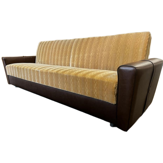 Vintage Bruine / Okergele Zetel / Canapé / Slaapbank 1