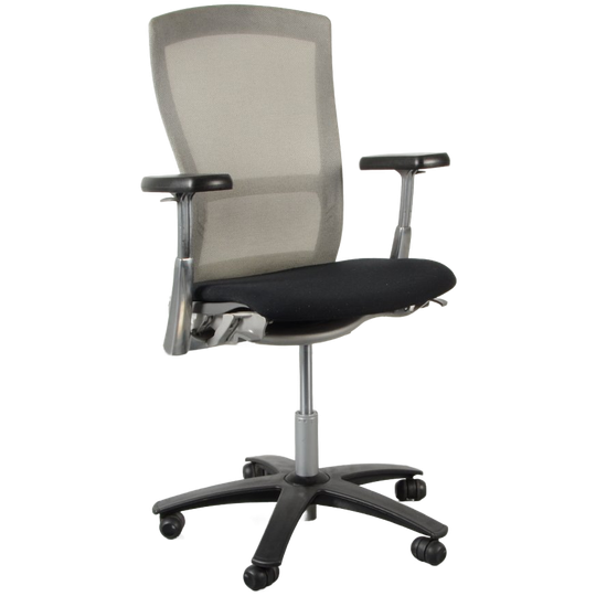 Knoll Life H05 Bureaustoel, Zwart, Grijs Mesh, 1d Armleggers, Nieuwe Armpad 1