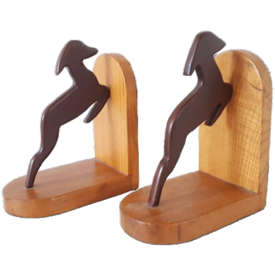 * 2 Vintage Boekensteunen Gazelle Beeld Boekensteun 1