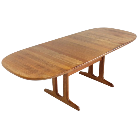 Vintage Glostrup Deense Ovalen Uitschuifbare Eettafel Tafel Massief Teak 1
