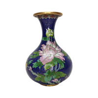 Vintage Blauwe Cloisonné Vaas