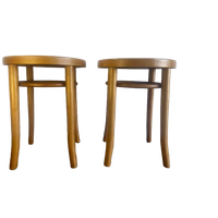 Set Van 2 Vintage Houten Krukjes / Tabourets / Stoeltjes