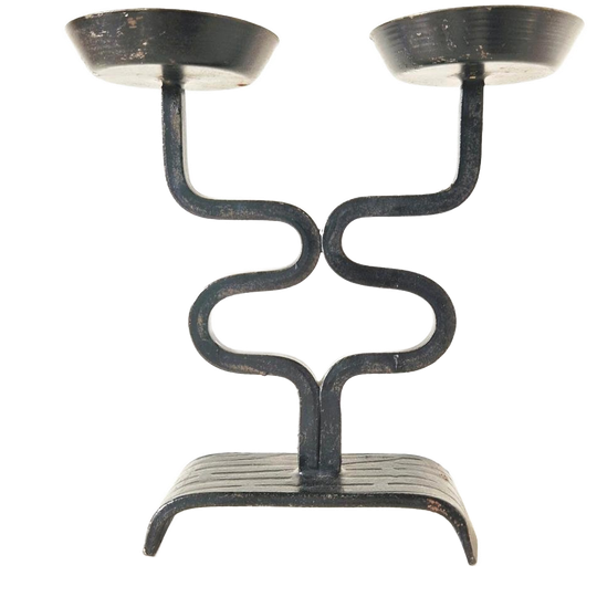 Metalen Vintage Kandelaar Brutalist Stijl Jaren 70 1