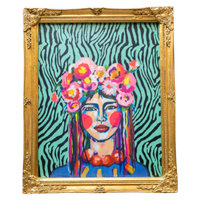 Restyled Lijst Met Vrolijke Vrouw