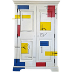 Mondrian Kast/ Modern Look Kast/ Statement Massief Hout Wandkast thumbnail 1