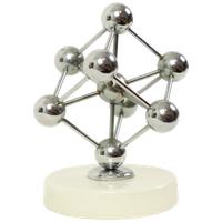 Vintage Atomium Beeldje Chroom Keramiek Expo 58 Souvenir