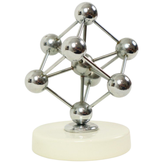 Vintage Atomium Beeldje Chroom Keramiek Expo 58 Souvenir 1