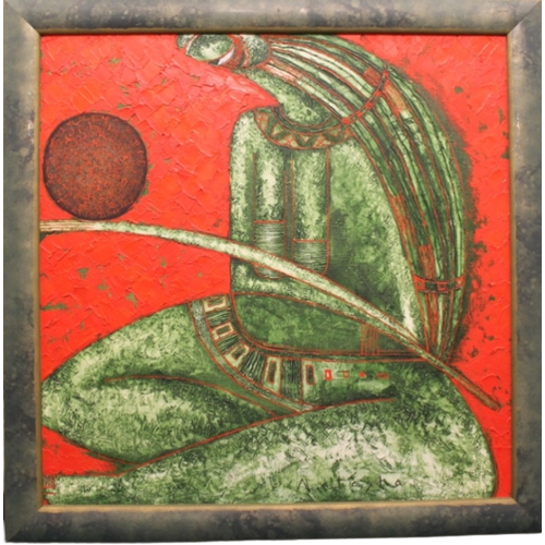 Moderne Schilderkunst. Het Derde Schilderij In De Serie "Mayan Spirits".