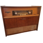 Vintage Radio Kast Met Platen Speler Telefunken thumbnail 1