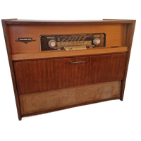 Vintage Radio Kast Met Platen Speler Telefunken