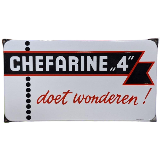 Top Emaille Bord Van Chefarine 4, Langcat Bussum. 1
