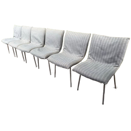 Set Van 6 Ligne Roset Stoelen - Grijs Gestoffeerd 1