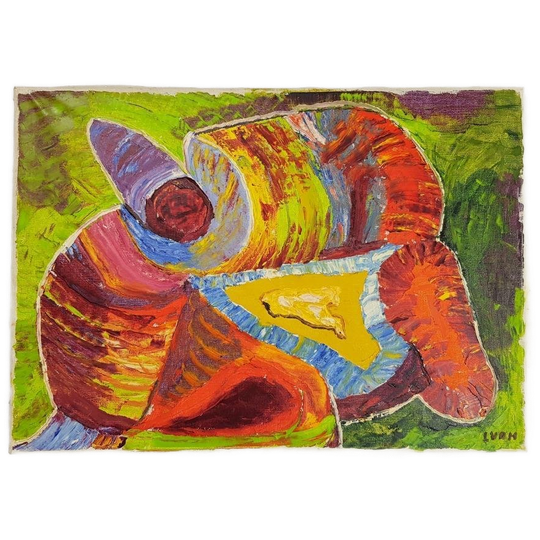 Abstract Modern Schilderij L.vd Heuvel Doek Cobra ’60 Uniek 1