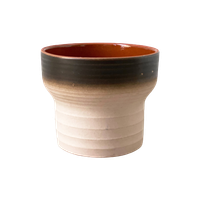 Vintage Bruin & Beige Keramiek Bloempot