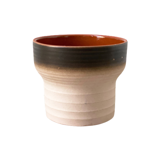 Vintage Bruin & Beige Keramiek Bloempot 1