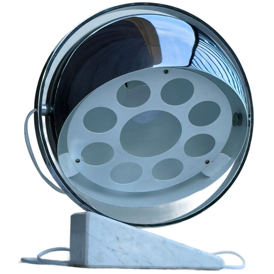Vintage Space Age Tafellamp Met Marmeren Voet En Draaibare Verchroomde Metalen Kap 1