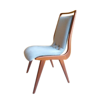 Awa Vintage Dinner Chairs, Teakhouten Stoelen Met Mohair