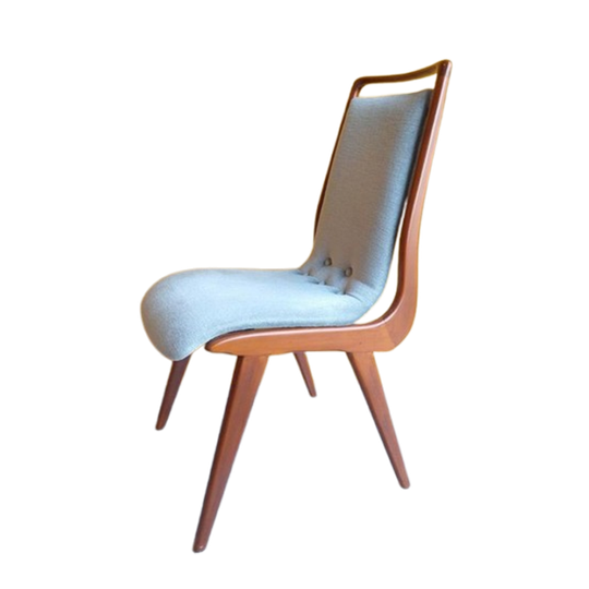 Awa Vintage Dinner Chairs, Teakhouten Stoelen Met Mohair 1