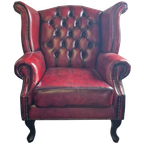 Chesterfield King Fauteuil – Oorfauteuil Antiek Rood thumbnail 1