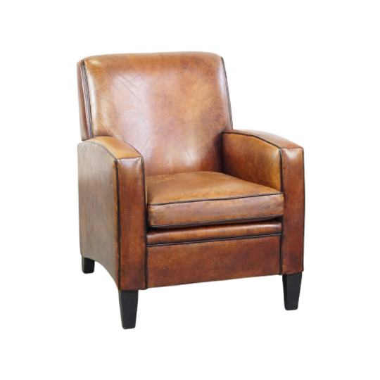 Comfortabele Vintage Schapenleren Design Armchair Met Een Stoere Look 1