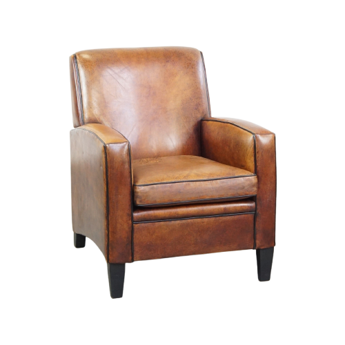 Comfortabele Vintage Schapenleren Design Armchair Met Een Stoere Look