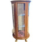 Ovale Vitrinekast Met Bol Glas, Messing Klauwpoten, 150 Cm Hoog thumbnail 1