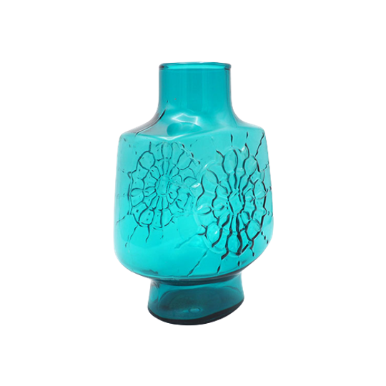 Empoli Blauwe Starburst Vaas, Italië 1960s 1