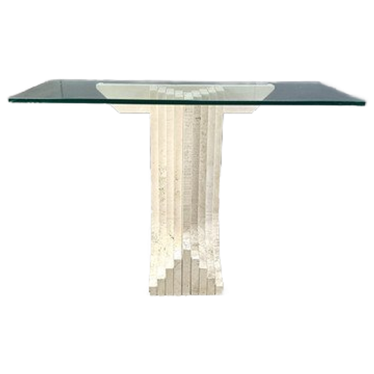 Vintage Travertine Console Table In The Manner Of Carlo Scarpa , 1970s 1