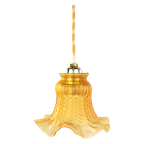 Vintage Glazen Lampenkapje Amber – Gerokt thumbnail 1