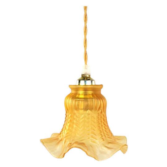 Vintage Glazen Lampenkapje Amber – Gerokt 1
