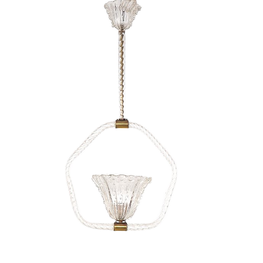 Barovier En Toso Vintage Murano Glazen Hanglamp, 1940s 1