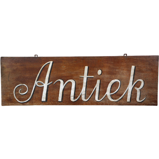 Antiek Uithangbord/ Reclamebord Met De Hand Geschilderd Op Hardboard 1