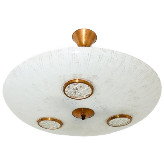 Italiaanse Jaren 50 Hanglamp Glas Art Deco Fontana Arte-stijl 1