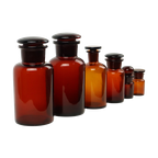 Echte Oude Apotheker Potten Medische Flessen Set Bruin Amber Glas thumbnail 1