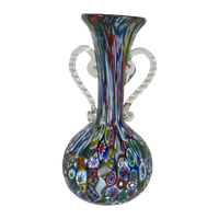 Officine Di Murano 1295 - Millefiori Vase With Amphora Style Handles - Multicolored