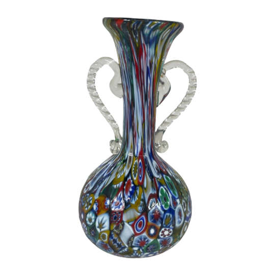 Officine Di Murano 1295 - Millefiori Vase With Amphora Style Handles - Multicolored 1