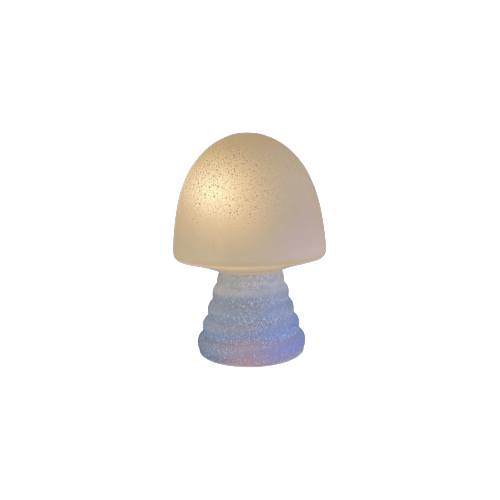Hb Glas Mushroomlamp Gespikkeld Wit , Mat / Satijn Jaren 60-70 Design Glazen Lamp