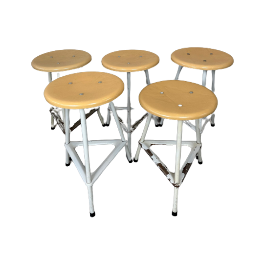 5x Industriële Krukjes Grijs 1