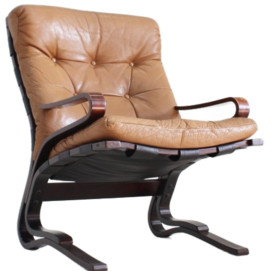 Vintage Kengu Cognac Leren Fauteuil Rybo Rykken & Co, Noorwegen, Jaren 70 1