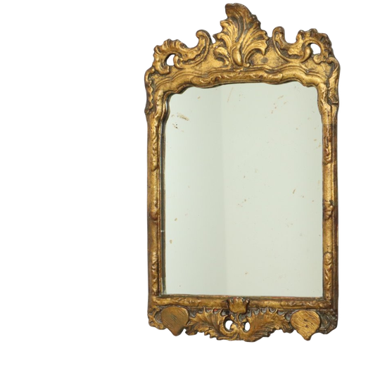 Antieke Houten Spiegel Bladgoud 19de Eeuw Barok Stijl 61cm 1